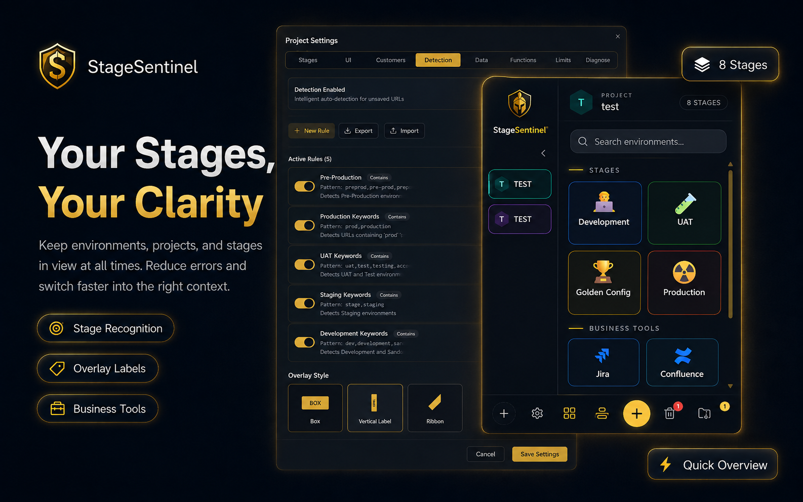 Project settings and detection rules