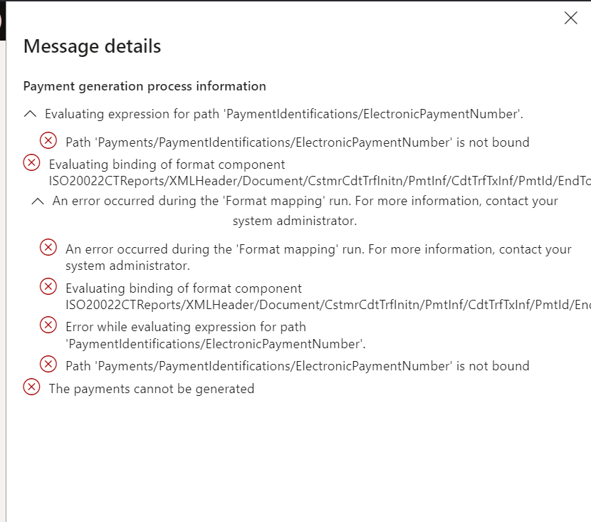 Payment model mapping Übersicht im ER Debugging