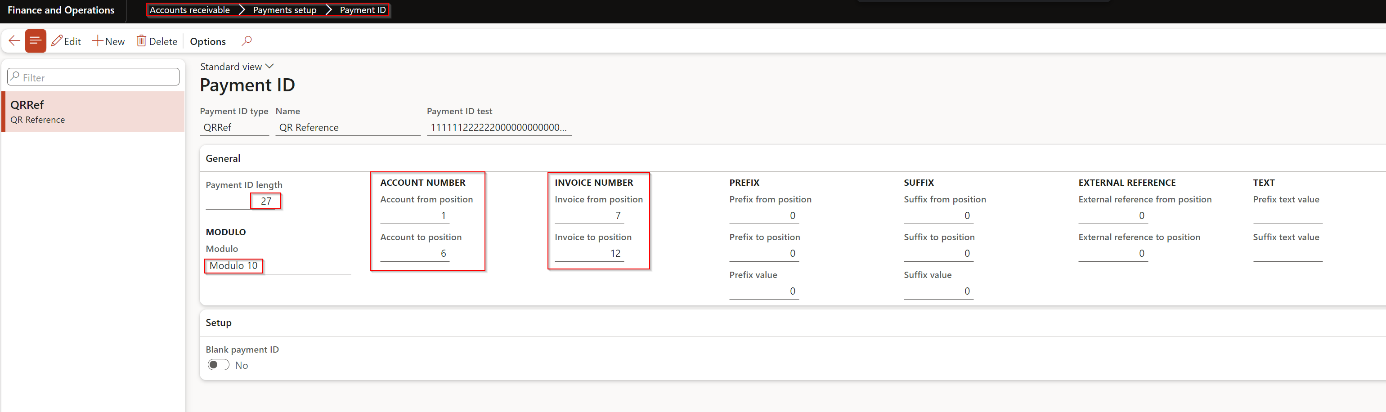 Setup Payment ID mit Modulo 10