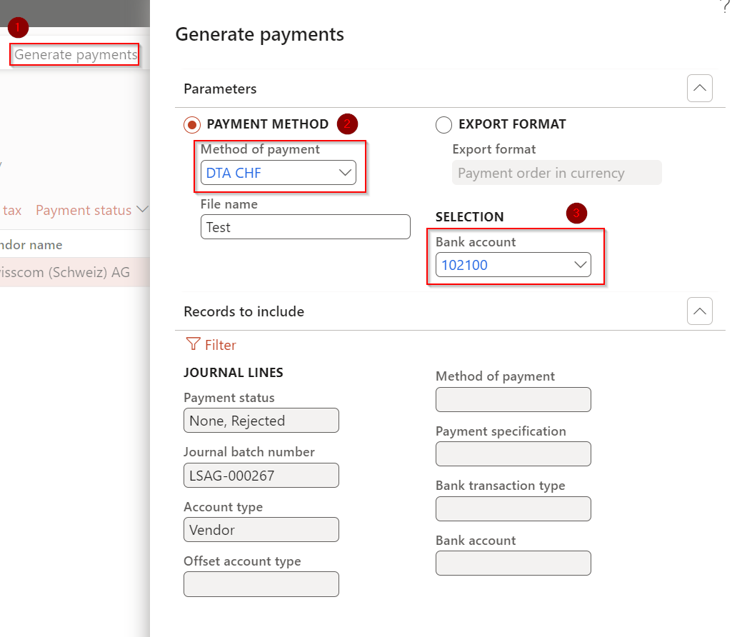 Zahlungszeile mit Payment reference