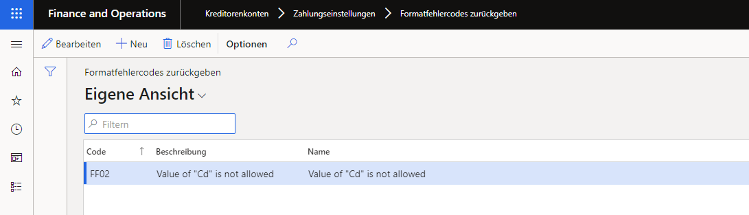Import der pain.002 Rückmeldedatei mit Formatfehlercodes