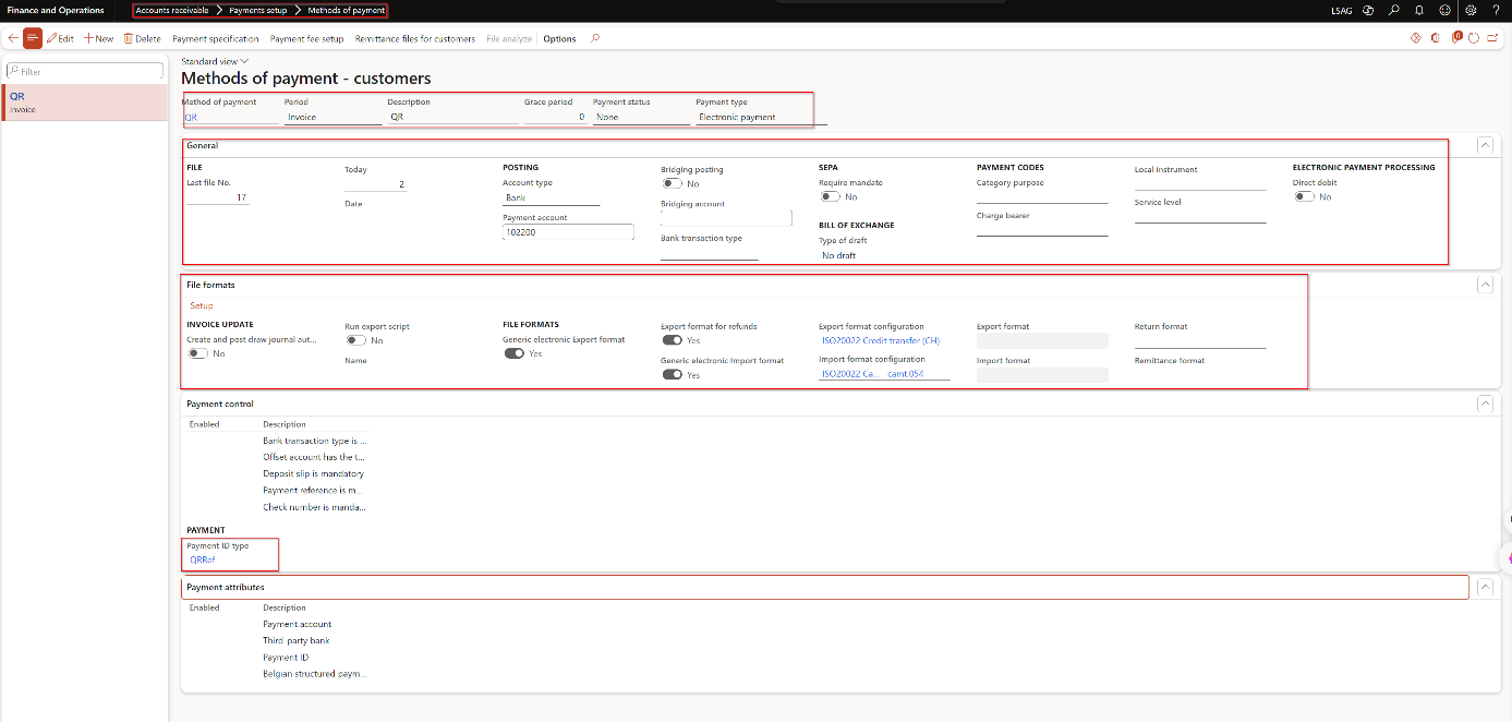 Method of payment Debitoren mit Tab File formats