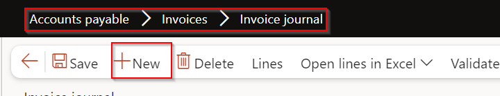 Neues Invoice journal für die Testrechnung