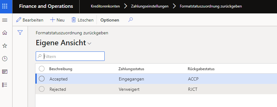 Auswertung der Statuszuordnung aus der pain.002