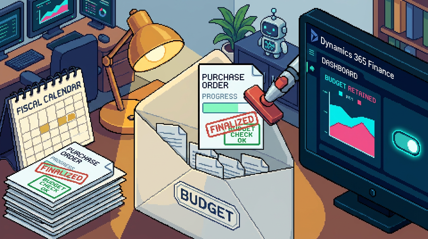 Pixel art cover: Dynamics 365 Finance 10.0.49: Retaining Budget Check Indicators on Finalized Documents