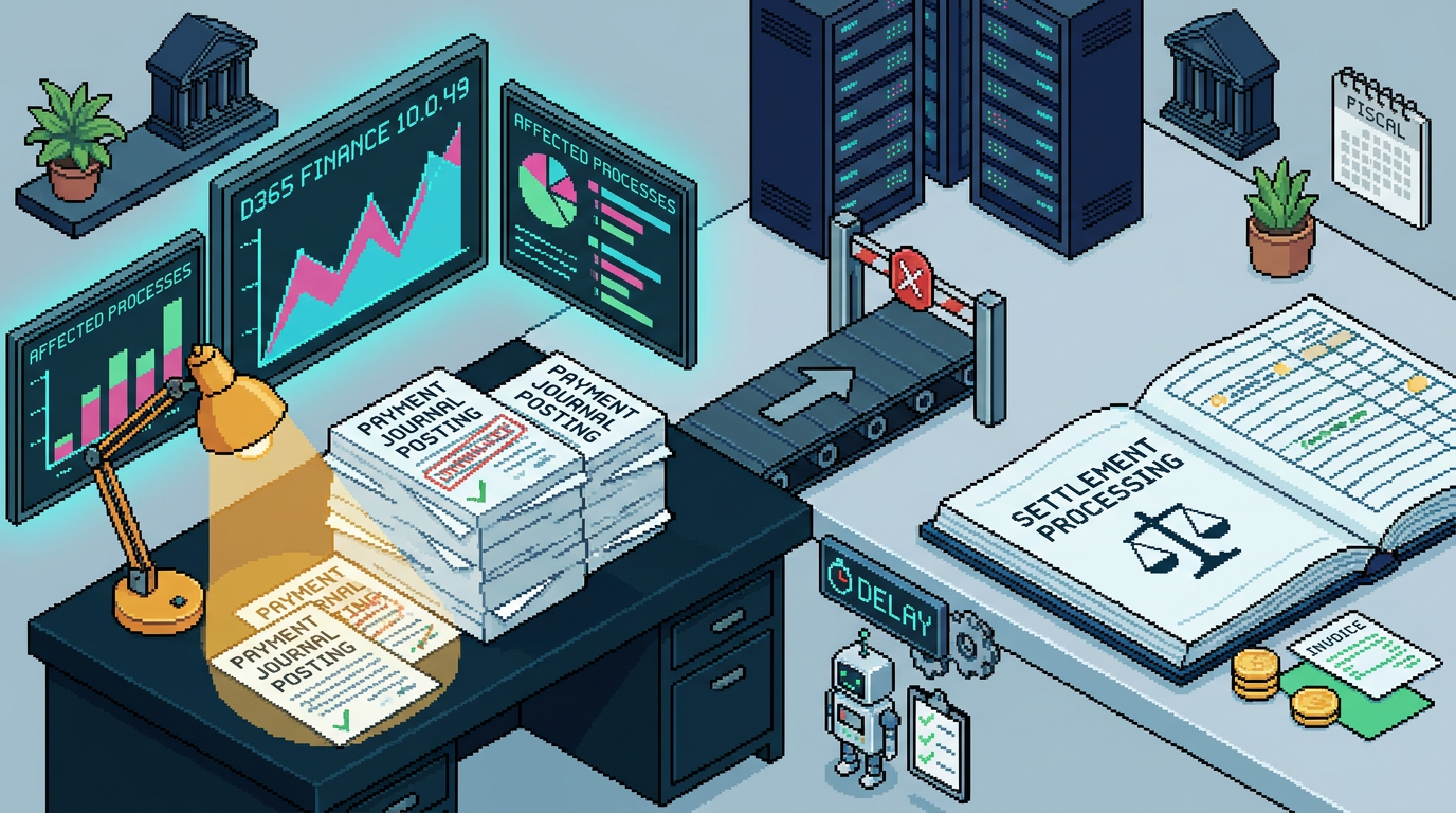 Pixel art cover: Dynamics 365 Finance 10.0.49: Delaying Settlement from Payment Journal Posting