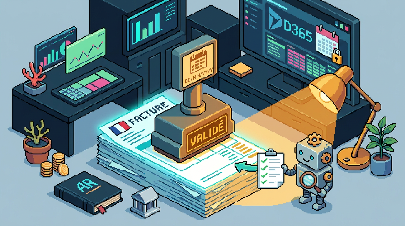 Pixel art cover: French customer invoice date validation